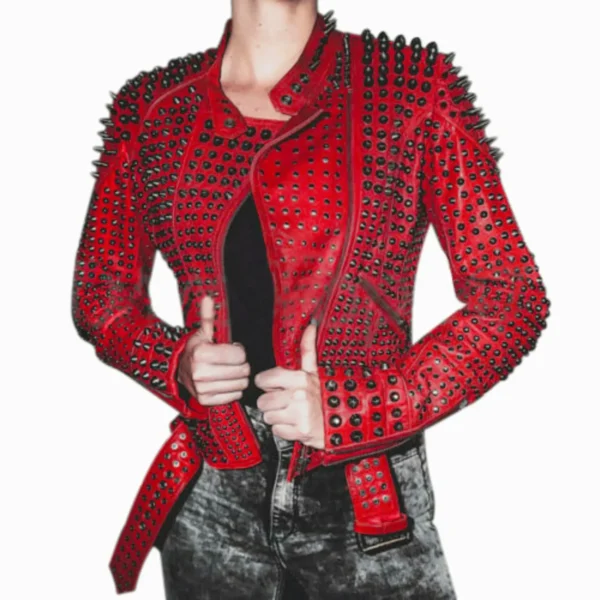 Women’s Spiked Punk Biker Jacket-min