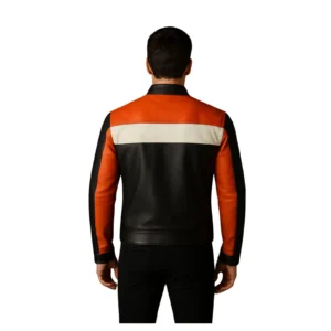 Men’s Black & Brown Cowhide Biker Jacket