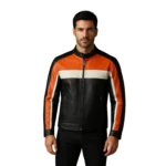 Men’s Black & Brown Cowhide Biker Jacket