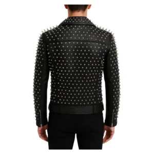 Men’s Black Studded Cowhide Leather Jacket