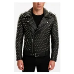 Men’s Black Studded Cowhide Leather Jacket