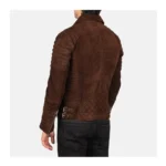 Men’s Brown Suede Biker Jacket with YKK Zipper