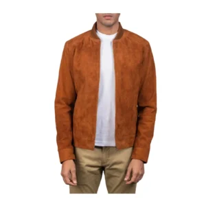 Men’s Brown Suede Biker Leather Jacket