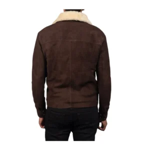 Men’s Brown Suede Jacket with Faux Fur Collar