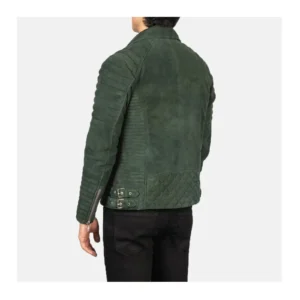 Men’s Green Suede Biker Leather Jacket