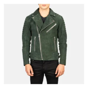 Men’s Green Suede Biker Leather Jacket