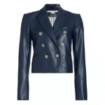 Women’s Blue Leather Coat