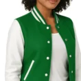 Women’s Green & White Varsity Jacket