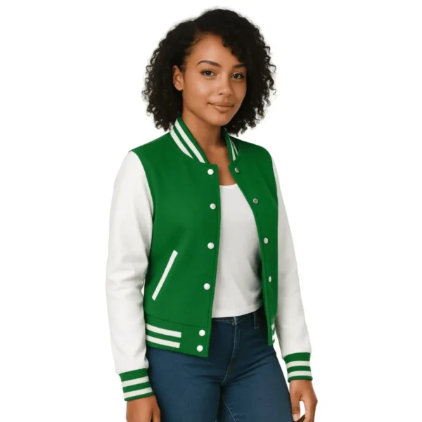 Women’s Green & White Varsity Jacket