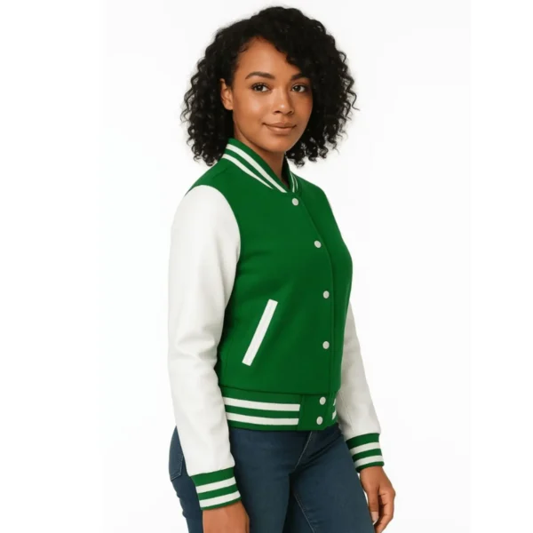 Women’s Green & White Varsity Jacket