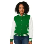 Women’s Green & White Varsity Jacket