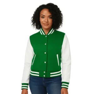 Women’s Green & White Varsity Jacket