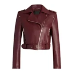 Women’s Maroon Biker Jacket
