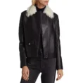 Women’s Sheepskin Bomber Jacket – White Fur 5-min
