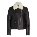 Women’s Sheepskin Bomber Jacket – White Fur