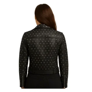 Women’s Studded Black Cowhide Biker Jacket