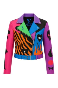 Men’s Multicolor Leather Biker Jacket