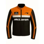 Men’s Black and Orange McLaren Racing Leather Jacket