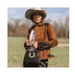 Women’s Brown Suede Leather Studded Jacket