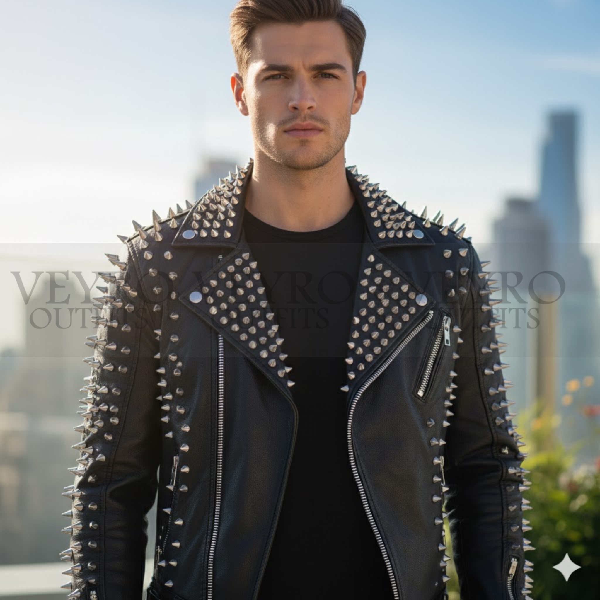 The Sovereign Studded Biker Jacket – Punk Rock Spiked Leather Double Rider