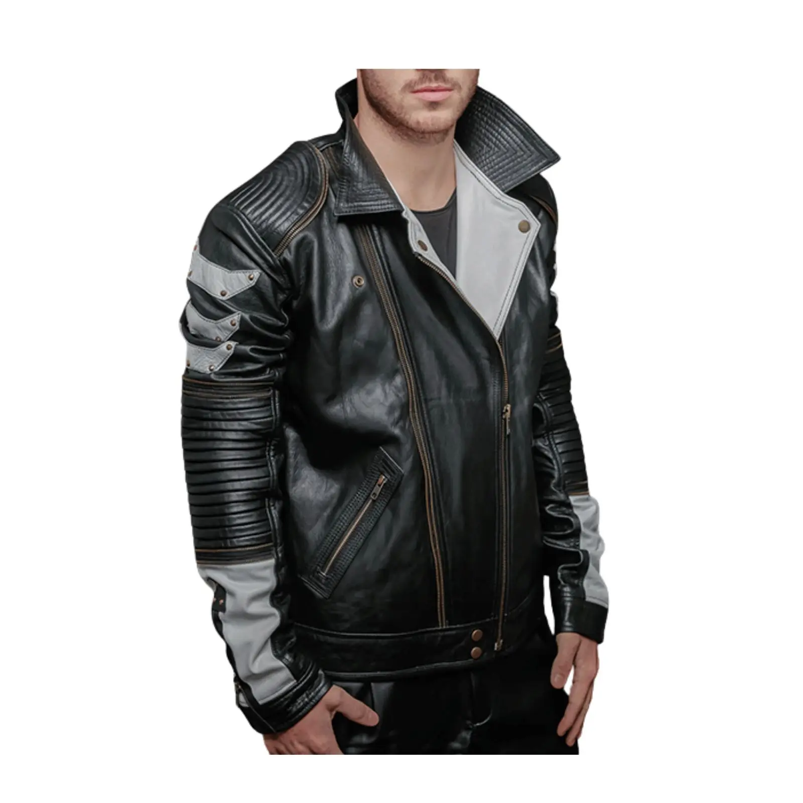 Men’s Metallic Black Biker Jacket