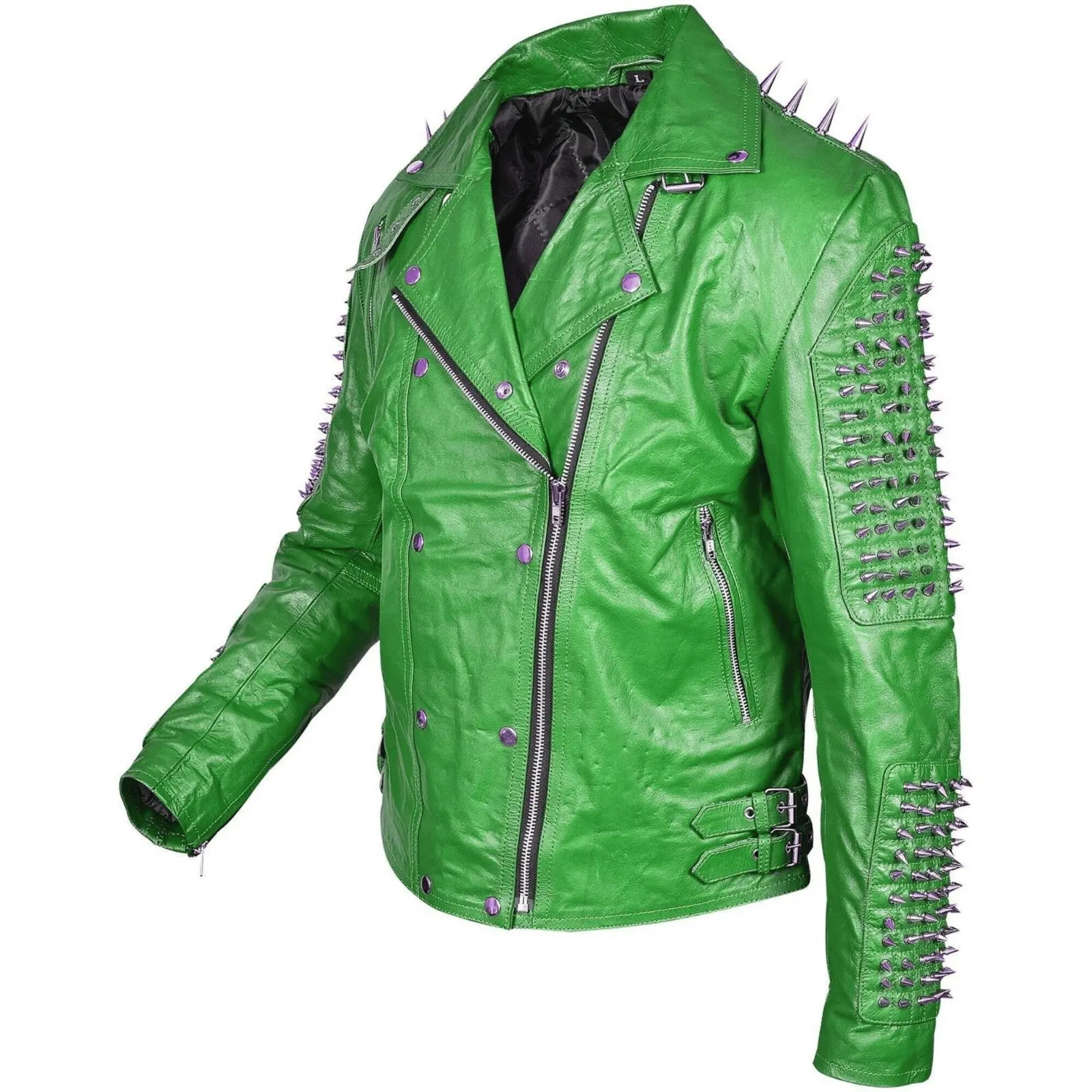 Men’s Silver Studded Punk Moto Jacket