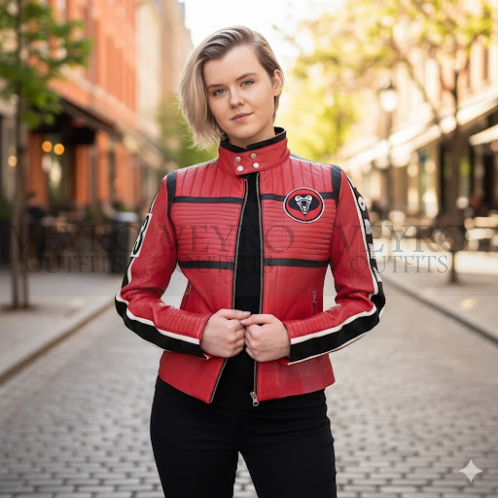 Cobra Kai Jacket | Strike First Red Quilted Motorcycle Biker Style