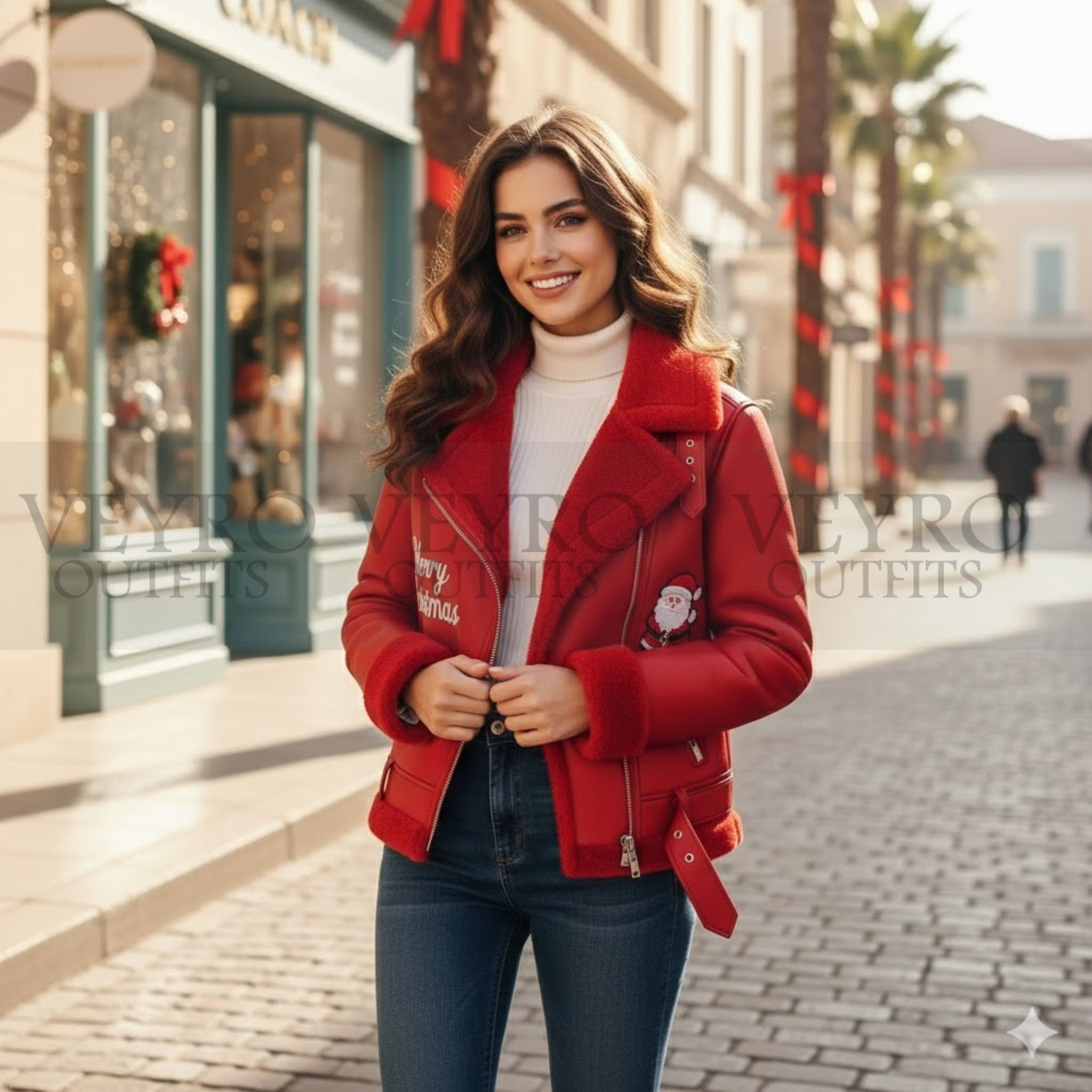 Noel Racer_Red Leather Christmas Jacket