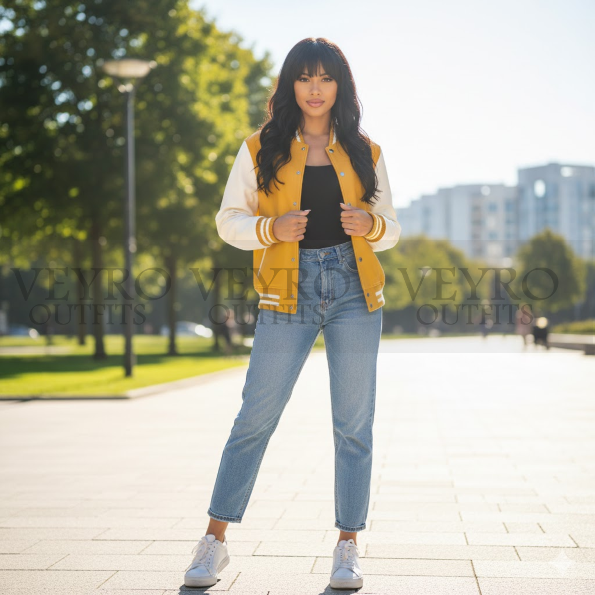 Women’s Varsity Jacket| Mustard & Cream Bomber