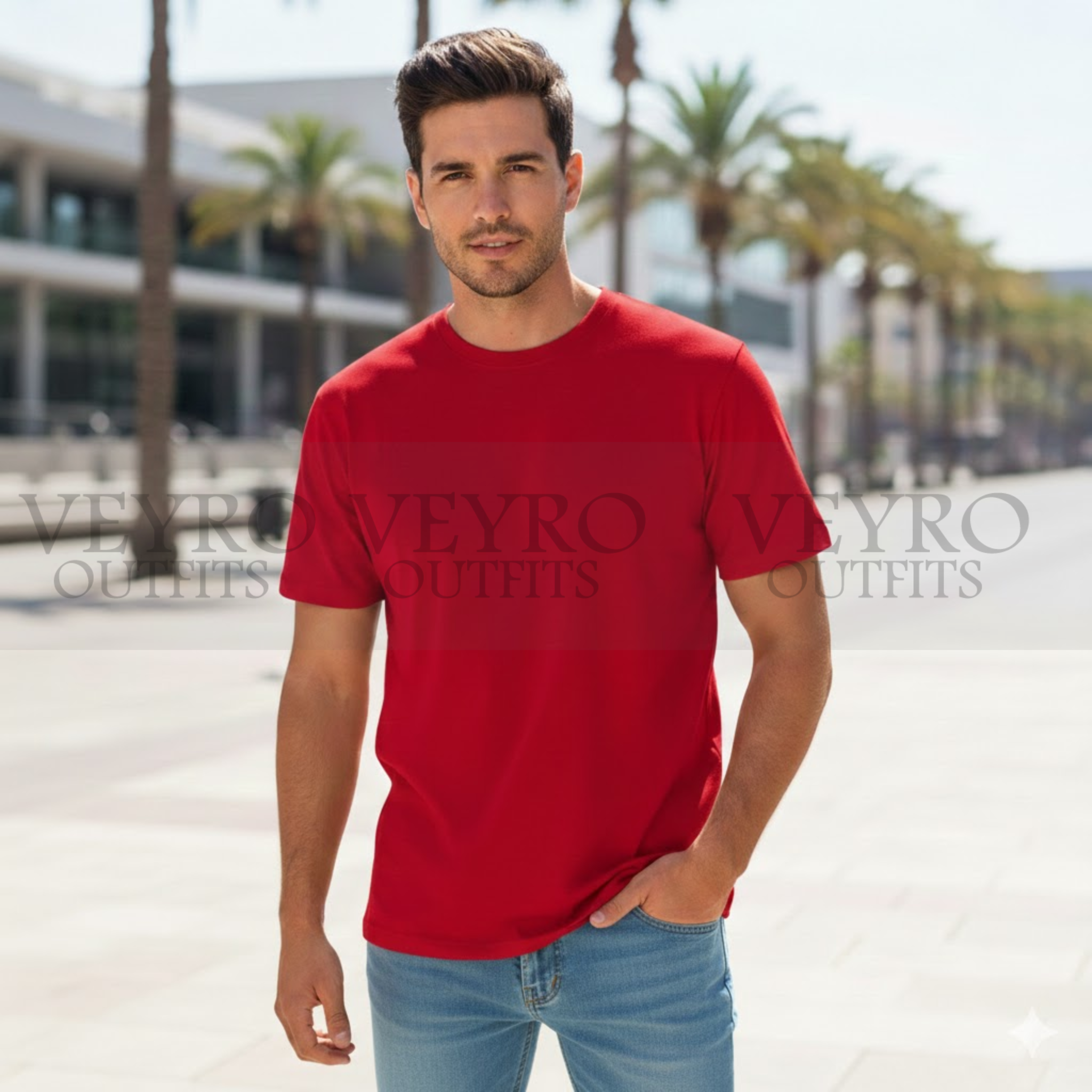 Modern Fit Red T-Shirt| Premium Reinforced Crew