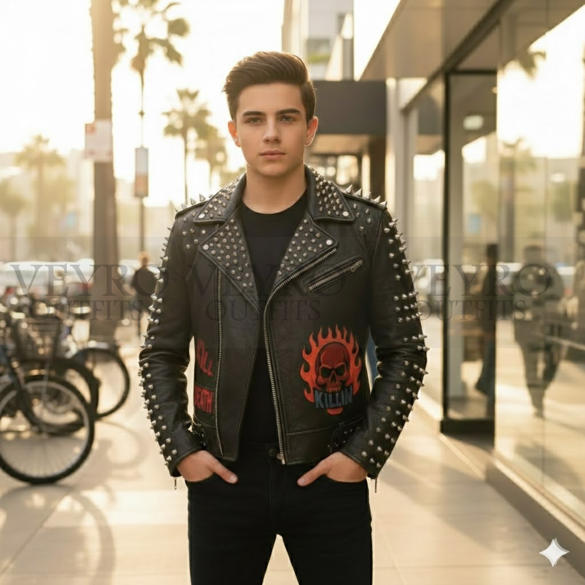 The Killin Flames Biker Jacket – 1978 Vintage Studded Leather