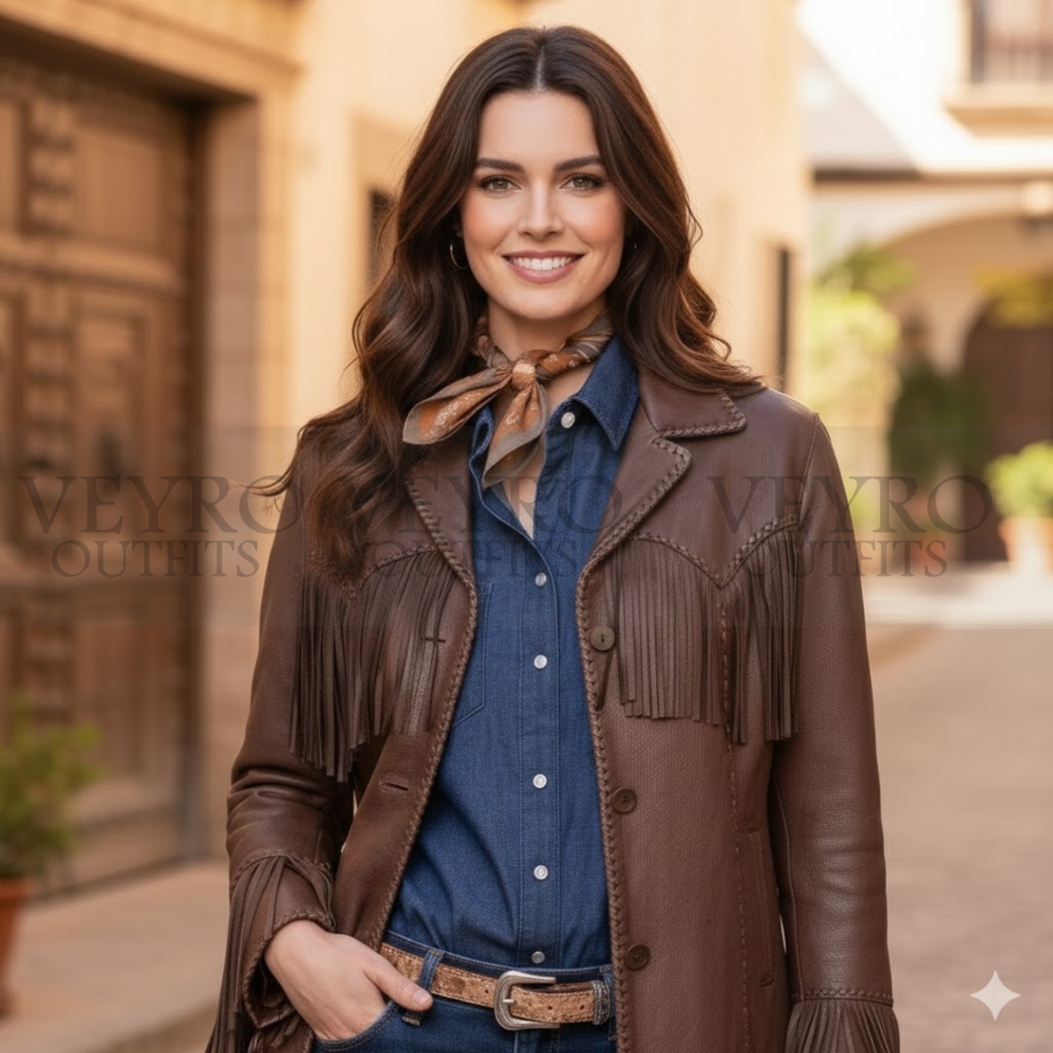 Deep Chocolate Vintage Western Fringe Leather Jacket