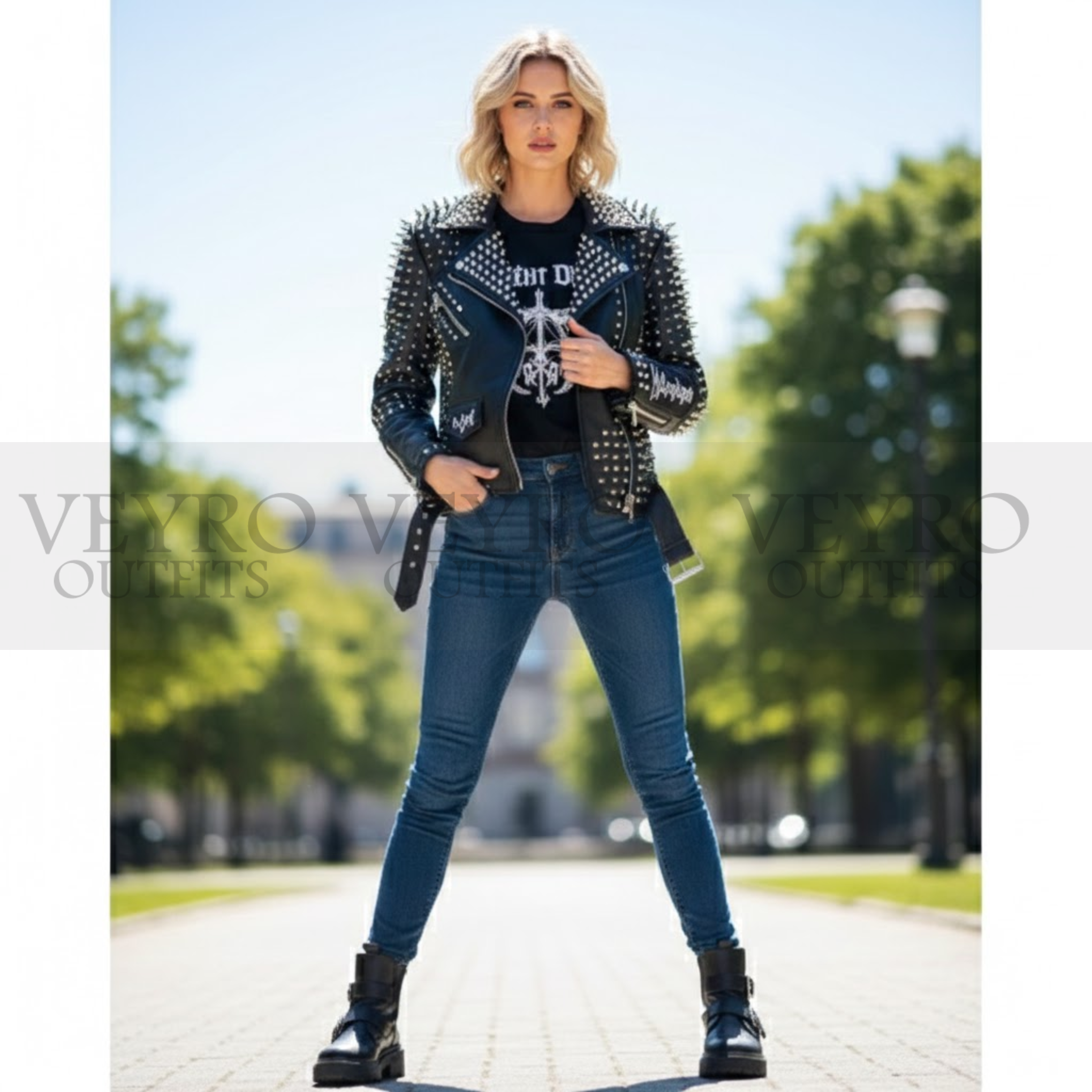 Reign of Spikes Heavy Metal Studded Leather Biker Jacket