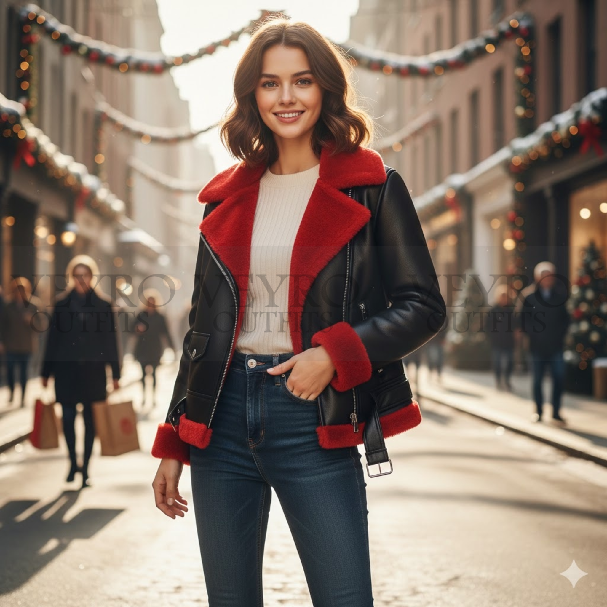 Women’s Black Christmas Leather Jacket