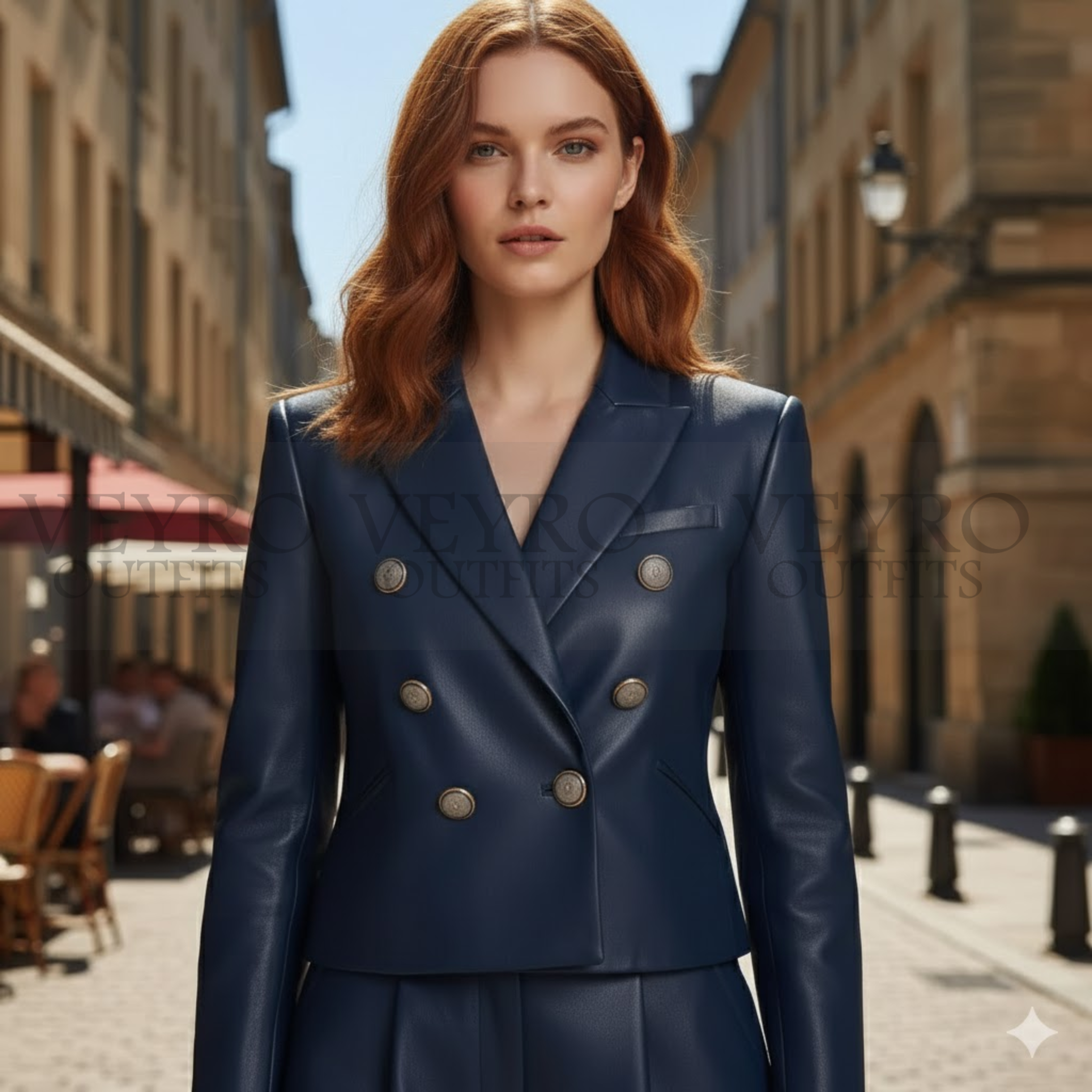 The Navy Crest Cropped Blazer