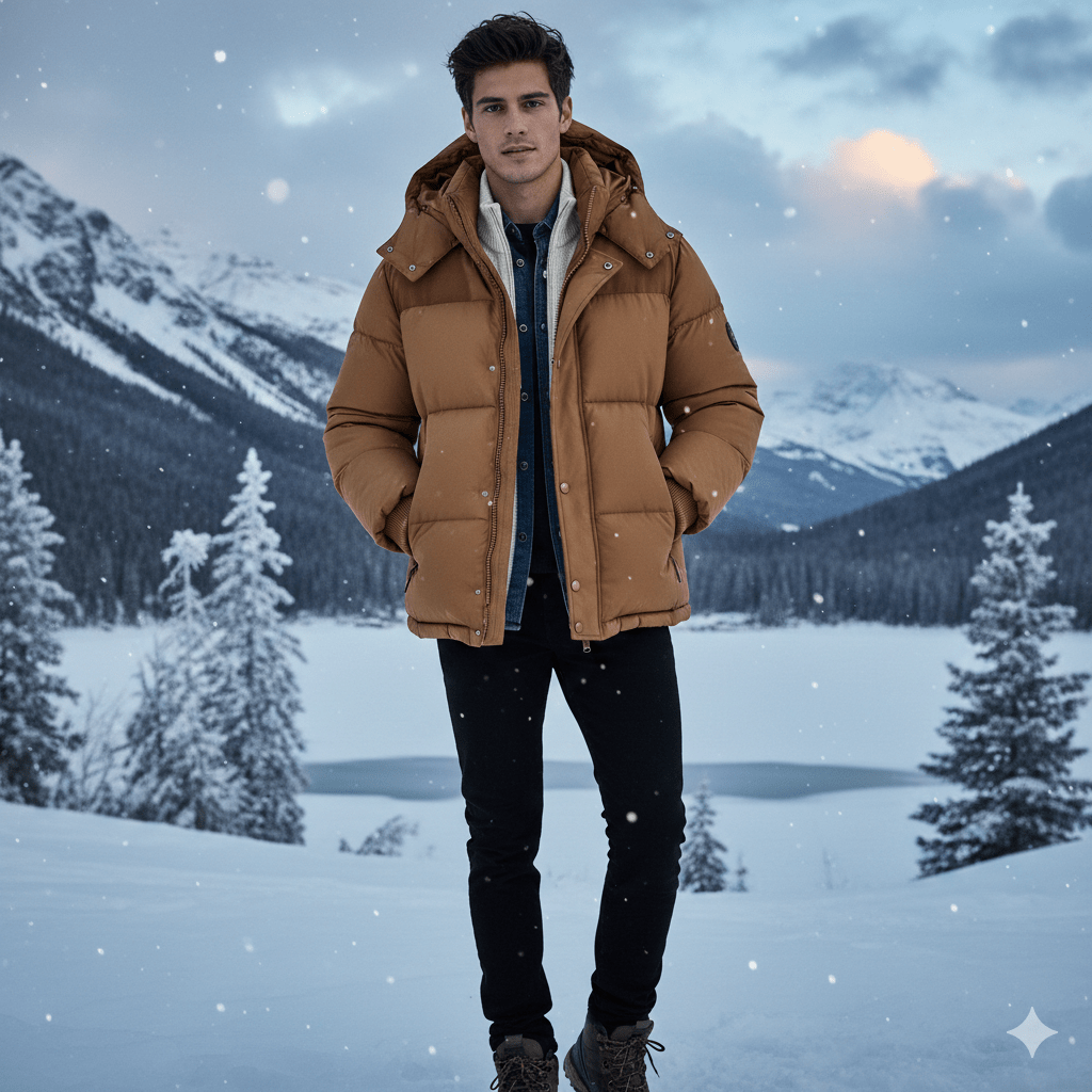 Sandstone Ridge Quilted Puffer Jacket | Detachable Hood