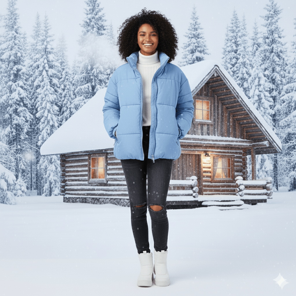 SkyLoom Oversized Puffer Jacket for Women – Winter Quilted Coat