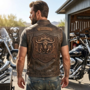 leather biker vest