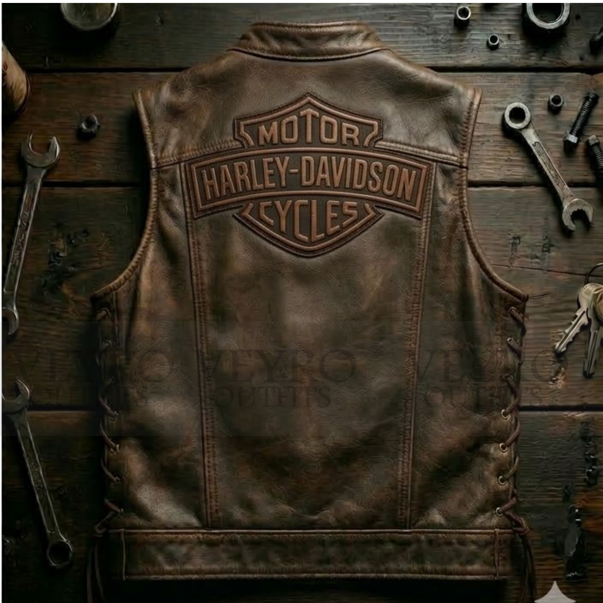 men's biker leather vest
