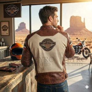 perforated leather biker jacket