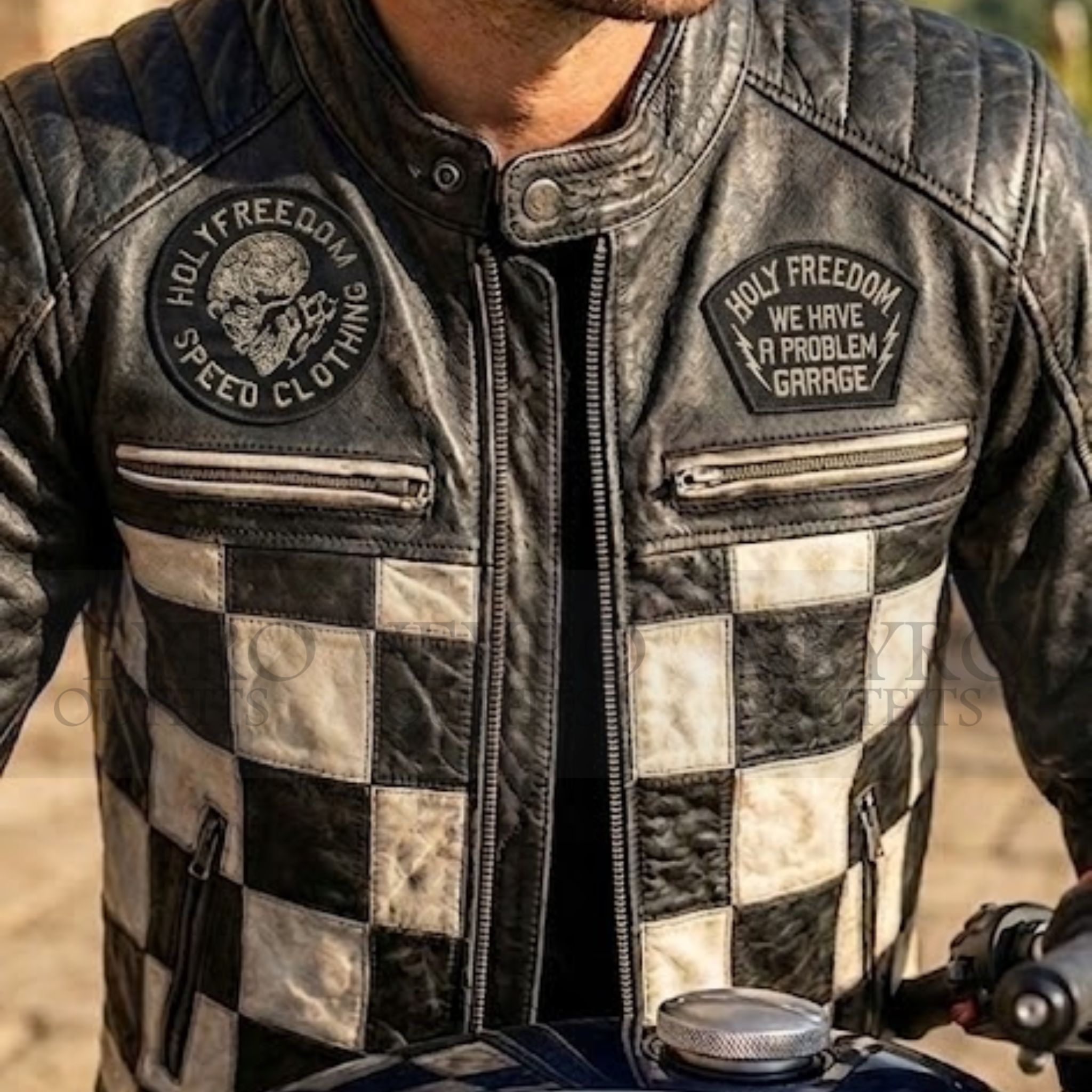 checkered leather jacket