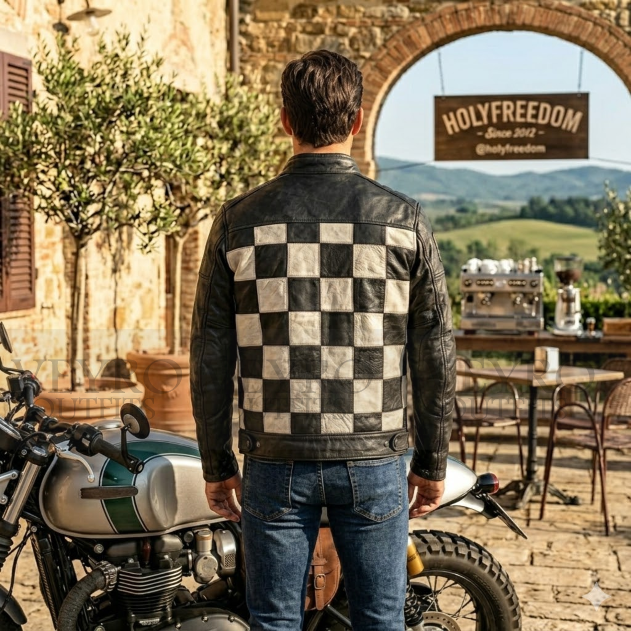 checkered leather jacket
