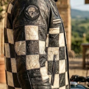 checkered leather jacket