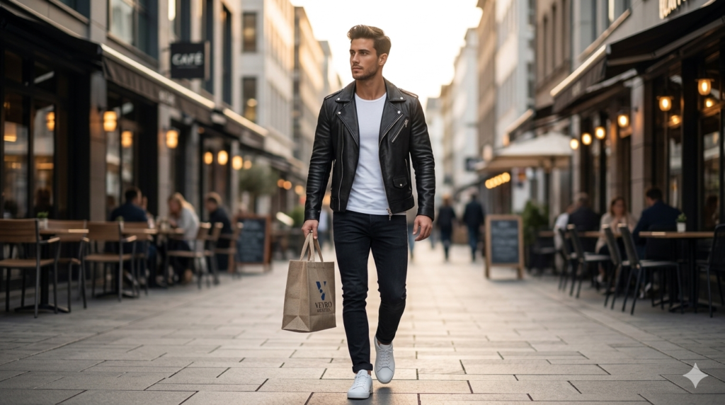 Black Moto Jacket for Men