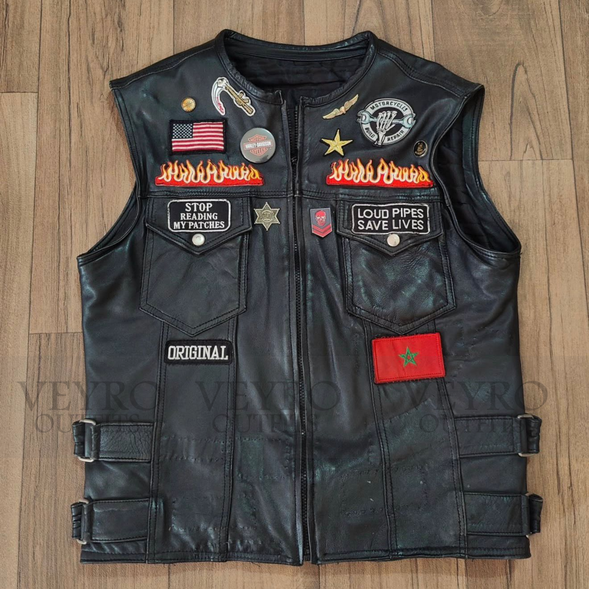 leather biker vest