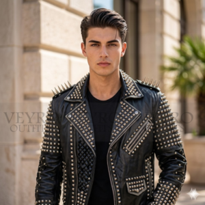 studded skull biker jacket