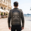 studded skull biker jacket
