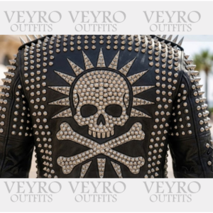 studded skull biker jacket