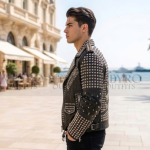 studded skull biker jacket