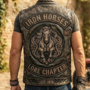 Distressed Leather Biker Vest